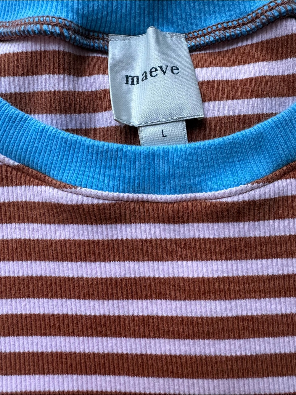 Maeve Pink and Burgundy Stripped Top with Blue Accents - Picture 7 of 7